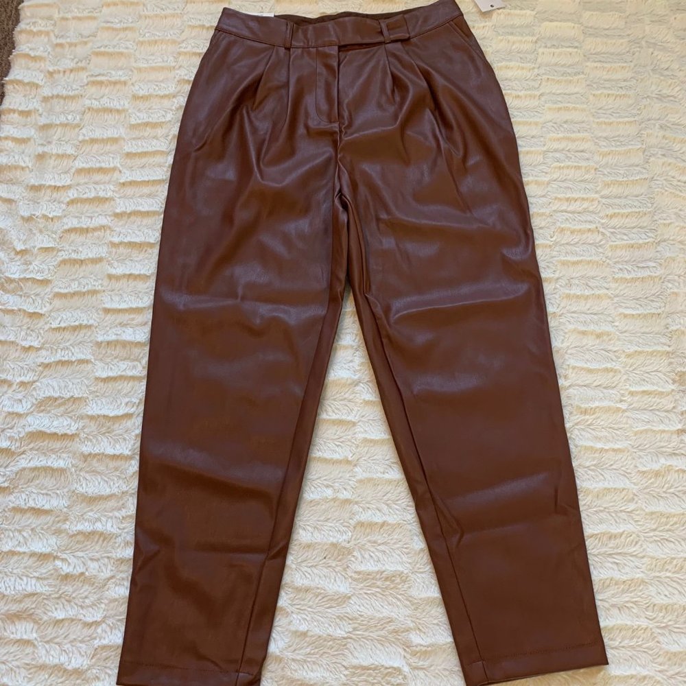High Rise Faux Leather Pants